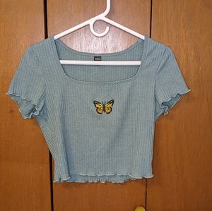 SHEIN butterfly crop top